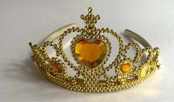 Unbranded Accessories - Gold Plastic Princess Tiara Crown with Amber Heart Gem